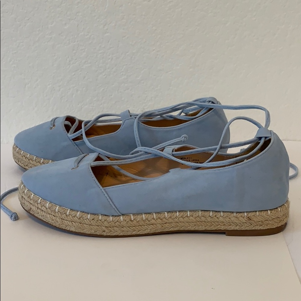 CHASE & CHLOE ESPADRILLES BLUE SUEDE SZ 8 LACE UP